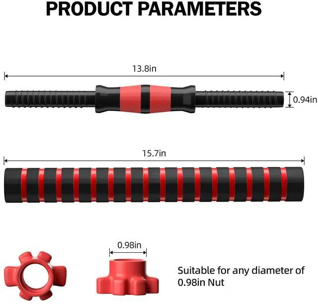 Alt view image 3 of 7 - Dumbbell Handle Set, Dumbbell Bars 13.8in (35 cm), Suitable for 1 inch Wide Weight Plates, Home Gym Strength Training Accessories,Dumbbells Set Suitable for 20/30 Pounds