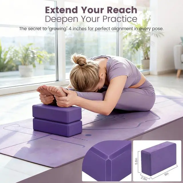 Alt view image 5 of 7 - Foldable Yoga Mat and Blocks Set for Women with 2 Pack Yoga Blocks and Strap,Thin Non Slip Pilates Mat with Bag, Home Workout Equipment Essentials Starter Kit for Beginners Full Body Toning