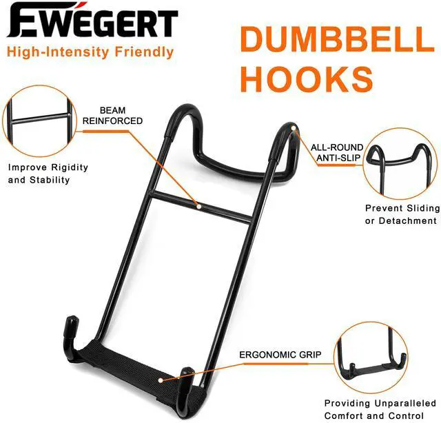 Alt view image 3 of 7 - Dumbbell Spotter Hooks Hanger, 250 lbs Load Capacity Heavy Power Dumbbells Rack Attachments for Dumbbell Bench Press with Wrist Straps, Pairs