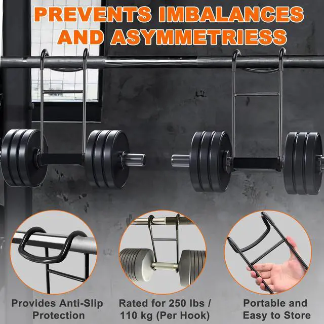 Alt view image 5 of 7 - Dumbbell Spotter Hooks Hanger, 250 lbs Load Capacity Heavy Power Dumbbells Rack Attachments for Dumbbell Bench Press with Wrist Straps, Pairs