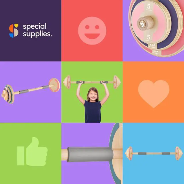 Alt view image 7 of 7 - Kids Wooden Workout Play Weights Set - Adjustable Dumbbells and Barbell Set for Home Gym Equipment, Exercise Workout Set for Fitness Activities (Barbell)