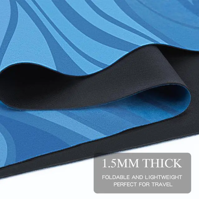 Alt view image 3 of 6 - Foldable Yoga Mat, Non-slip Suede Fitness Mat With Carry Bag for Hot Yoga, Exercise, Pilates, 1.5mm Thick Lightweight Exercise Yoga Mat for Women, Blue