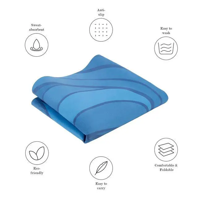 Alt view image 5 of 6 - Foldable Yoga Mat, Non-slip Suede Fitness Mat With Carry Bag for Hot Yoga, Exercise, Pilates, 1.5mm Thick Lightweight Exercise Yoga Mat for Women, Blue