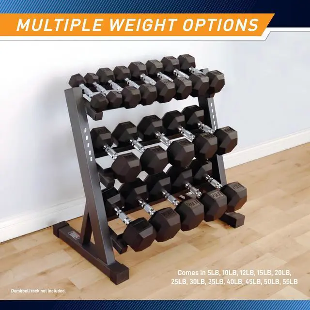 Alt view image 3 of 5 - Classic Rubber Hex Dumbbell with Knurled Grip for Strength Training and Bodybuilding 12-lbs Single Dumbbell IBRH-012