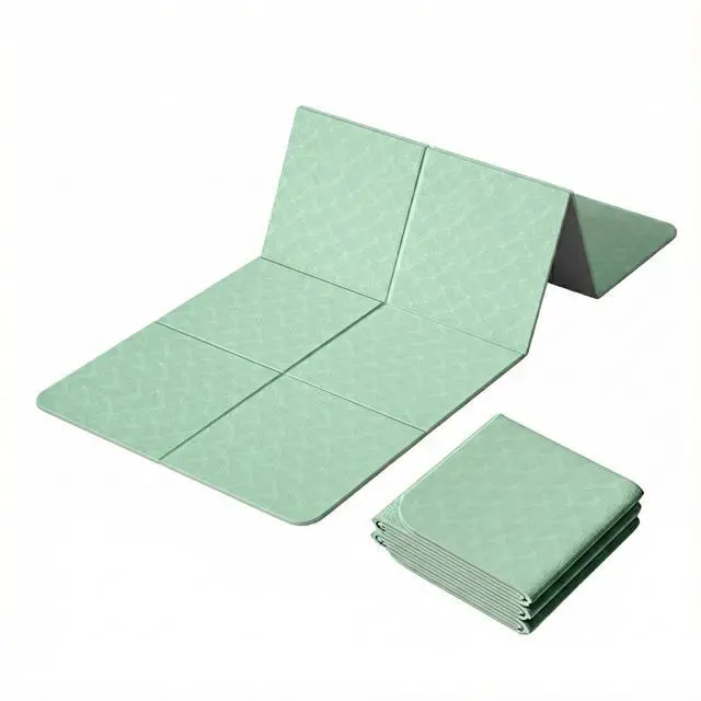 Main image of Foldable Yoga Mat 10 mm Thick Extra Wide 72"x28", Non Slip Travel Exercise Pad, TPE Compact Folding Pilates Floor Cushion for Home Gym & Nap, Mint Green
