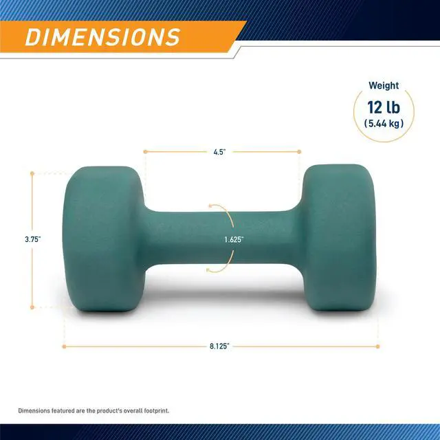 Alt view image 2 of 5 - Neoprene Dumbbell, Single Piece, 12-lb, Sage Green