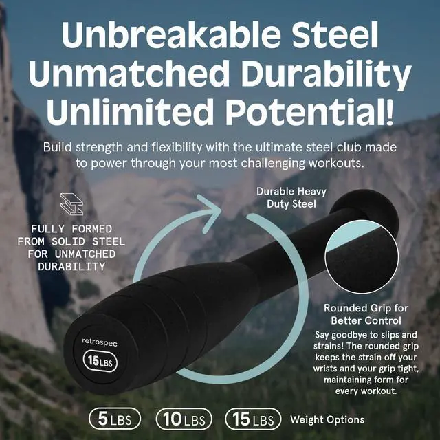 Alt view image 3 of 6 - Steel Club SC- 5lb for Men & Women's Strength Training & Full Body Workouts , Matte Black