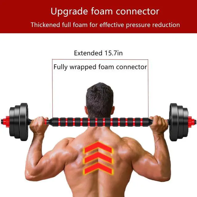 Alt view image 4 of 6 - Threaded-Dumbbell-Handle-2pcs Adjustable-Barbell-Handles with Connecting Rod, 18.5in Dumbbell Bars for 1inch Wide Weight Plates Weightlifting Accessories for Training Sport Workout Gym