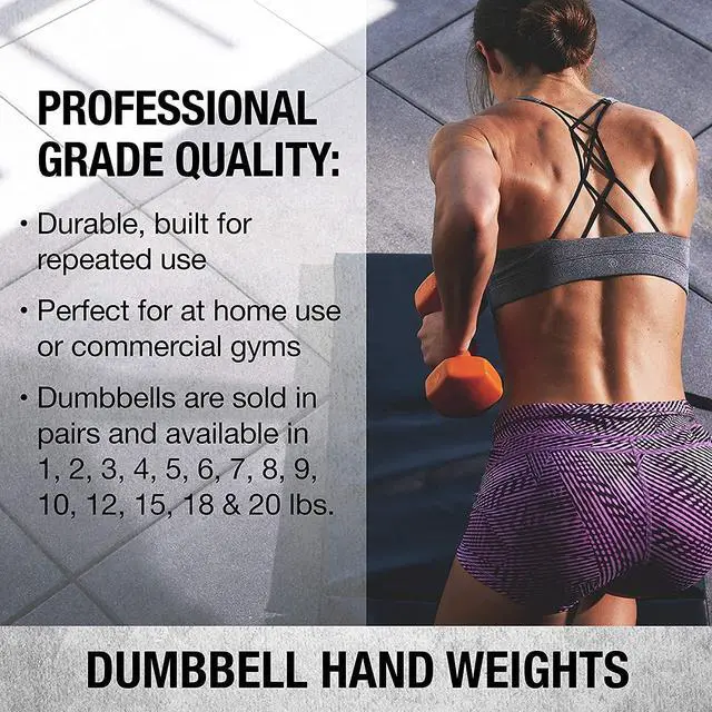 Alt view image 5 of 5 - Deluxe Vinyl Coated Dumbbell Set (Black) - 8 lbs, Set of 2, Hand Weights for Muscle Toning, Step Aerobics, Strength Training, Professional-Grade Unisex Workout Equipment for Home & Gym