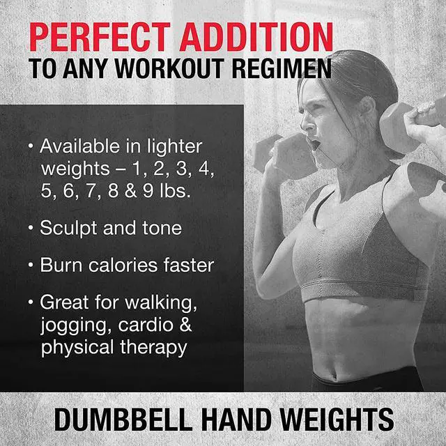 Alt view image 3 of 5 - Deluxe Vinyl Coated Dumbbell Set (Black) - 8 lbs, Set of 2, Hand Weights for Muscle Toning, Step Aerobics, Strength Training, Professional-Grade Unisex Workout Equipment for Home & Gym