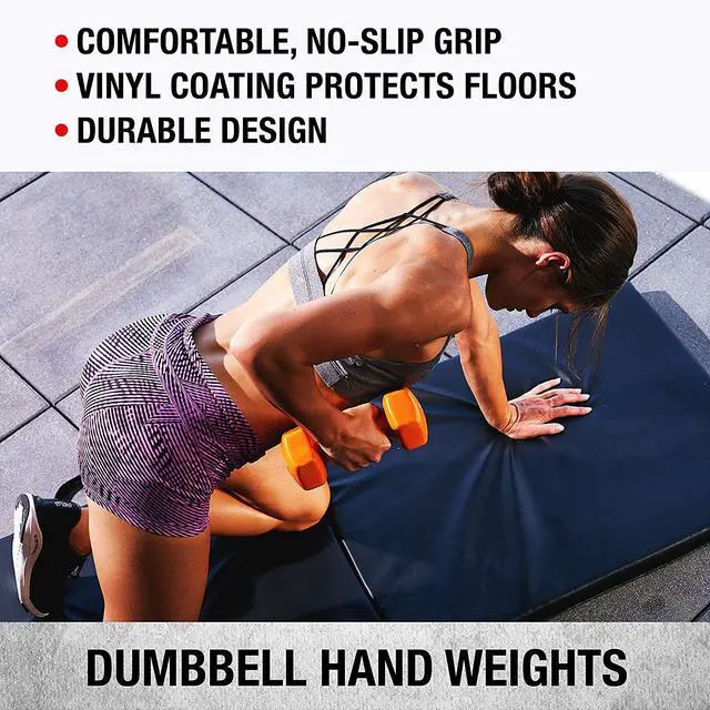 Alt view image 4 of 5 - Deluxe Vinyl Coated Dumbbell Set (Black) - 8 lbs, Set of 2, Hand Weights for Muscle Toning, Step Aerobics, Strength Training, Professional-Grade Unisex Workout Equipment for Home & Gym