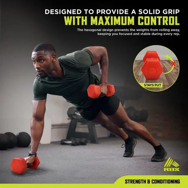 Alt view image 3 of 6 - 6LB Pair Hex Dumbbell Set, 3LB Each, Durable Weights with Easy-Grip Coating, Hex Design to Prevent Rolling, Compact and Portable Workout Set for Strength Training, Cardio, and Upper Body Workouts