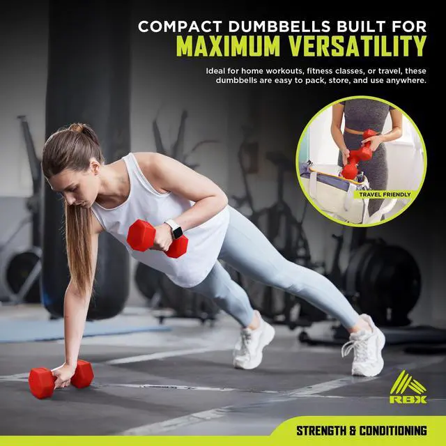 Alt view image 5 of 6 - 6LB Pair Hex Dumbbell Set, 3LB Each, Durable Weights with Easy-Grip Coating, Hex Design to Prevent Rolling, Compact and Portable Workout Set for Strength Training, Cardio, and Upper Body Workouts
