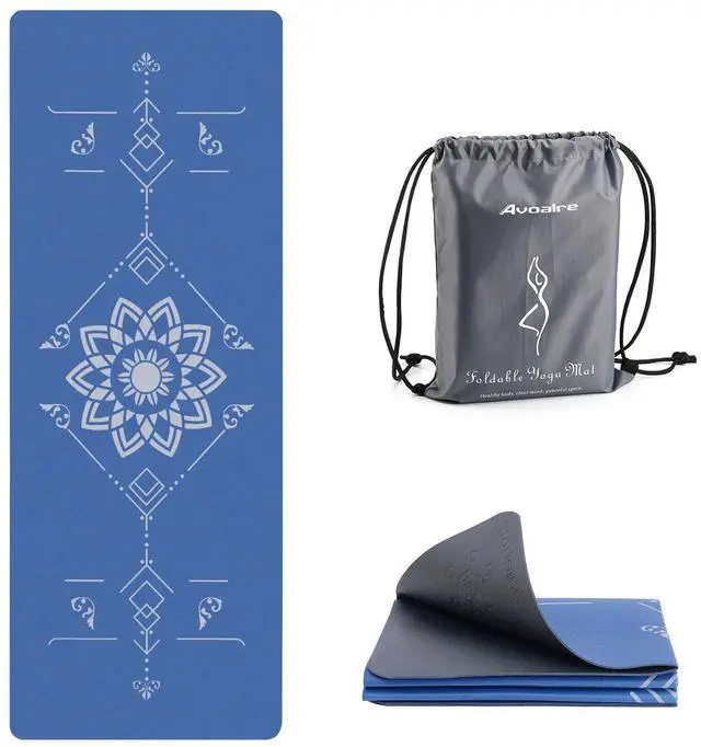 Main image of Yoga Mat Foldable - Textured Non Slip Exercise Mat -Travel Lightweight Hot Yoga Mat with Carry Bag for Pilates & Home Workouts (72"L x 24"W x 3mm Thick), Blue