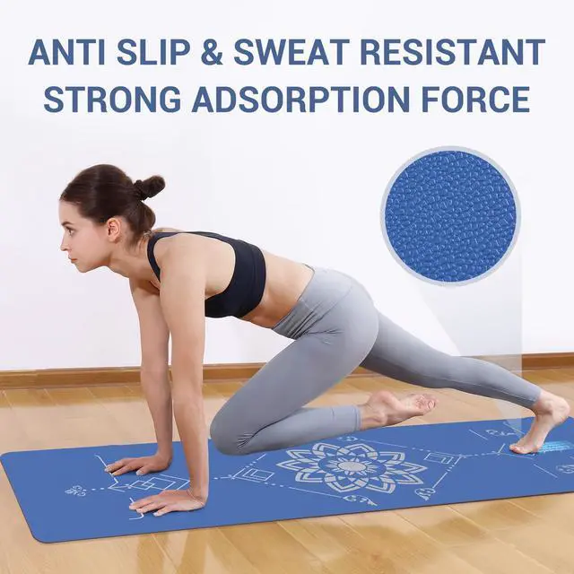 Alt view image 6 of 7 - Yoga Mat Foldable - Textured Non Slip Exercise Mat -Travel Lightweight Hot Yoga Mat with Carry Bag for Pilates & Home Workouts (72"L x 24"W x 3mm Thick), Blue