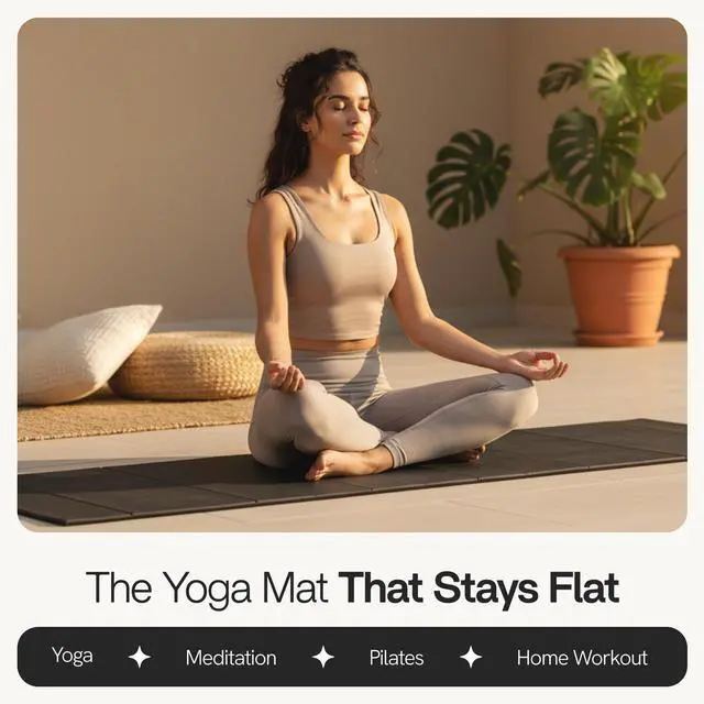 Alt view image 2 of 7 - Folding Yoga Mat, TPE Folding Yoga Mat, Foldable Exercise Mat for Yoga, Pilates, Floor Workouts, Compact Design, Travel Friendly, Ideal for Home & Gym, Knee pad, Kneeling pad (Black)