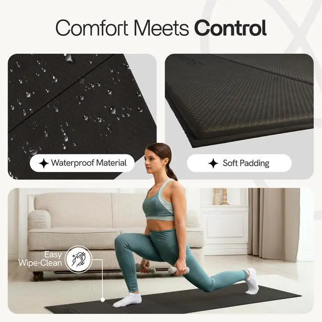 Alt view image 4 of 7 - Folding Yoga Mat, TPE Folding Yoga Mat, Foldable Exercise Mat for Yoga, Pilates, Floor Workouts, Compact Design, Travel Friendly, Ideal for Home & Gym, Knee pad, Kneeling pad (Black)
