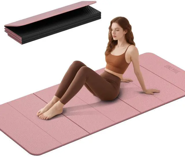 Main image of Foldable Yoga Mat 75"x31.5"x0.24" - Extra Large Lightweight TPE Exercise Mat, Double Non-Slip for Pilates, Home Workouts & Outdoor Use (Pink-black)