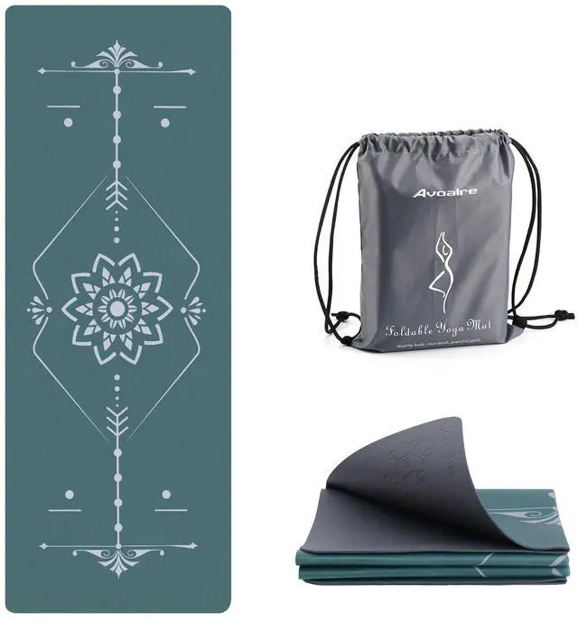 Main image of Yoga Mat Foldable - Textured Non Slip Exercise Mat -Travel Lightweight Hot Yoga Mat with Carry Bag for Pilates & Home Workouts (72"L x 32"W x 3mm Thick), Green