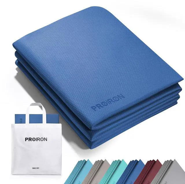 Main image of Foldable 72"x24"x0.24"(6mm) TPE Travel Yoga Mat, Folding Mat Thick for Home Workout & Travel, Non Slip Yoga Mats with Carry Bag, Packable Pilates Mat for Home Gym, Pilates, Fitness, Stretching-Blue