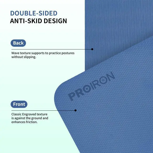 Alt view image 2 of 7 - Foldable 72"x24"x0.24"(6mm) TPE Travel Yoga Mat, Folding Mat Thick for Home Workout & Travel, Non Slip Yoga Mats with Carry Bag, Packable Pilates Mat for Home Gym, Pilates, Fitness, Stretching-Blue