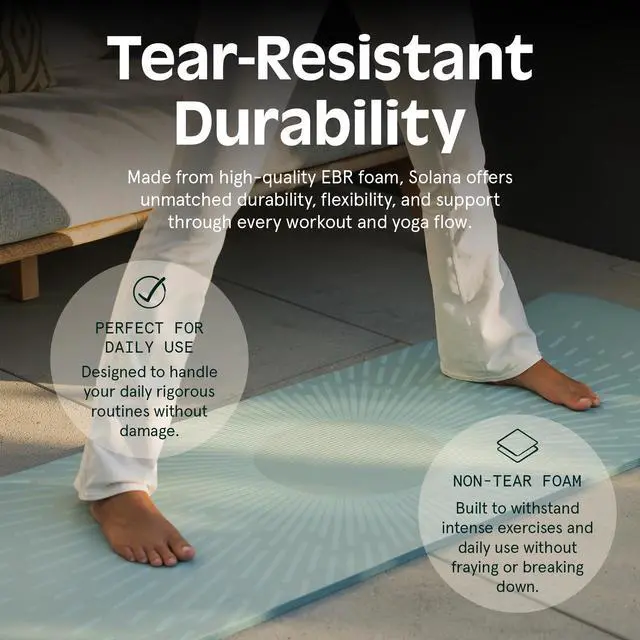 Alt view image 6 of 7 - Solana Yoga Mat 1/2" Thick w/Nylon Strap for Men & Women - Non Slip Excercise Mat for Yoga, Pilates, Stretching, Floor & Fitness Workouts