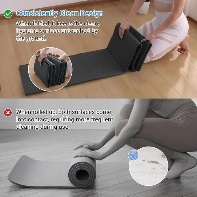 Alt view image 4 of 7 - Foldable Travel Yoga Mat Print | 5mm Thick Folding Pilates Mat | Non-Slip High Density Floor Exercise Mats for Home Workout | Eco-Friendly Folding Fitness Mat for Women Men with Carrying Bag