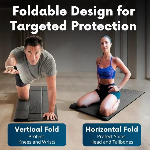 Alt view image 2 of 7 - Foldable Yoga Mat Thick, Smart Support and Joint Protection With 4 Folds, Perfect Posture With Body Alignment System + Hands & Feet Sections, Non-Slip Surface, Lightweight and Portable Design