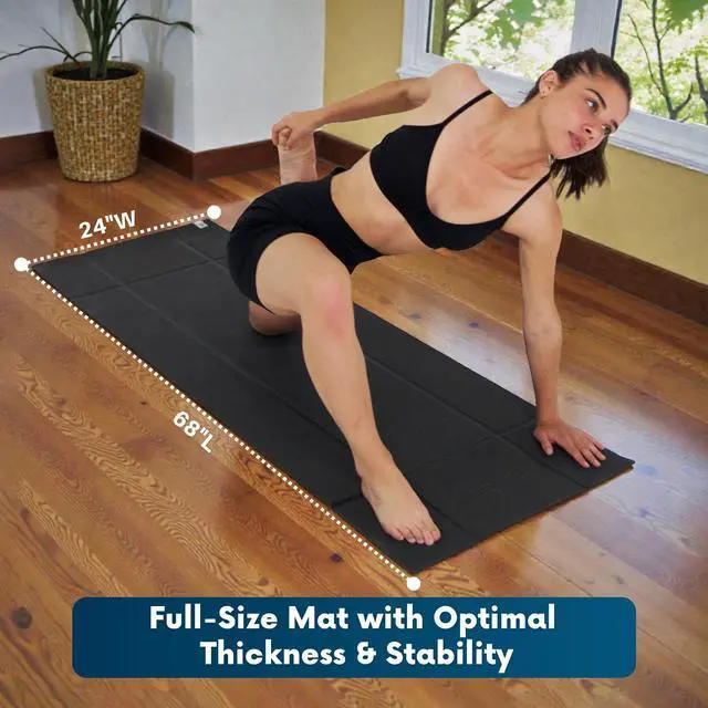 Alt view image 4 of 7 - Foldable Yoga Mat Thick, Smart Support and Joint Protection With 4 Folds, Perfect Posture With Body Alignment System + Hands & Feet Sections, Non-Slip Surface, Lightweight and Portable Design