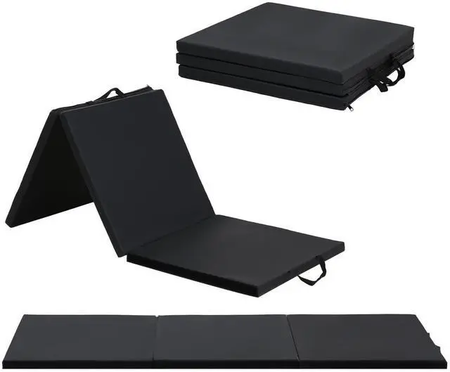 Main image of Gymnastics Mats Foldable Tumbling Mats Portable Gymnastics Exercise Mat Thick Gymnastics Tumbling Mats Pad Home Exercise Panel Mat With Carrying Handles(3 Folding 2FT L 6FT W,Black)