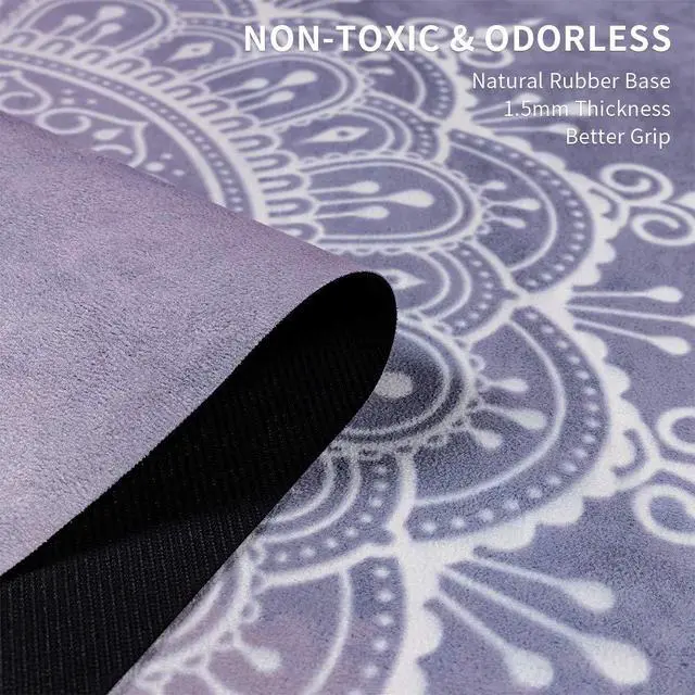 Alt view image 3 of 7 - Foldable Yoga Mat Natural Rubber Mat with Carry Bag, Non-Slip Suede Surface for Travel & Pilates (72"x24"x1.5mm)