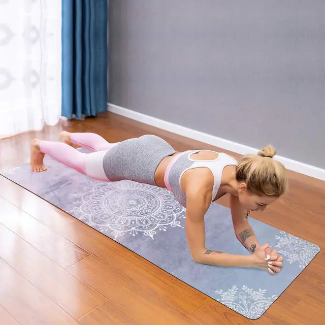 Alt view image 7 of 7 - Foldable Yoga Mat Natural Rubber Mat with Carry Bag, Non-Slip Suede Surface for Travel & Pilates (72"x24"x1.5mm)
