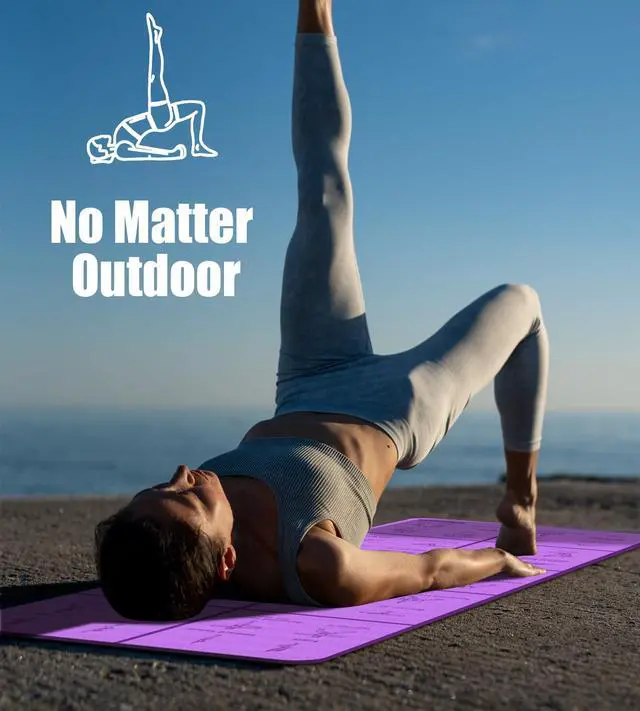 Alt view image 4 of 7 - Foldable Thick Yoga Mat with Asanas Poses -Christmas Gifts for Wife and Girls, Non-slip 8mm Thicken Instructional Exercise Mat for Home Workout, 72"x24"x0.3" (Purple)