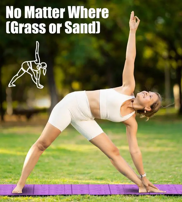 Alt view image 5 of 7 - Foldable Thick Yoga Mat with Asanas Poses -Christmas Gifts for Wife and Girls, Non-slip 8mm Thicken Instructional Exercise Mat for Home Workout, 72"x24"x0.3" (Purple)