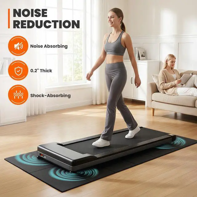 Alt view image 5 of 7 - Walking Pad Mat for Carpet, Treamill Mat for Hardwood Floors, High Density, 1/4 Thickness, Folable, Floor Protection for Bike, Elliptical, Treadmill