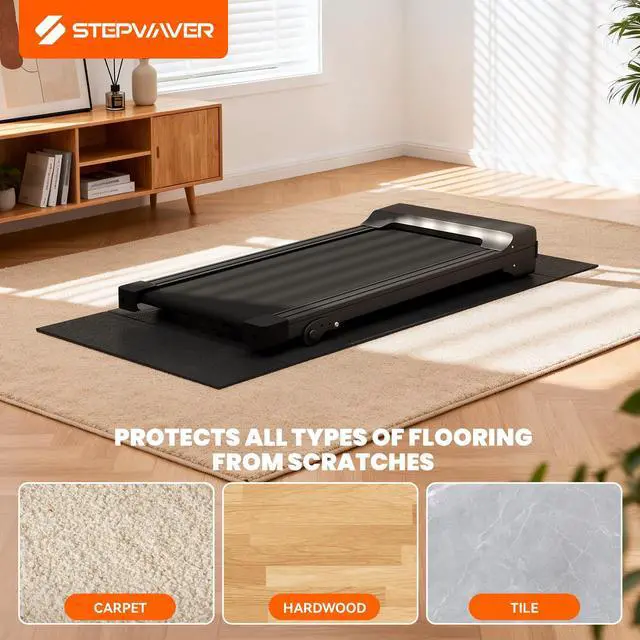 Alt view image 6 of 7 - Walking Pad Mat for Carpet, Treamill Mat for Hardwood Floors, High Density, 1/4 Thickness, Folable, Floor Protection for Bike, Elliptical, Treadmill
