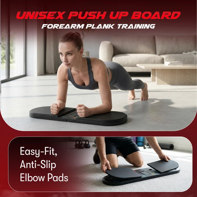 Alt view image 2 of 7 - Plank Board & Push Up Board 22-in-1 with Resistance Bands Core Trainer with Foam Elbow Pads, Foldable Home Gym Equipment for Men & Women