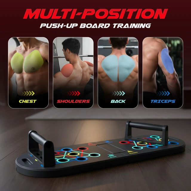 Alt view image 7 of 7 - Plank Board & Push Up Board 22-in-1 with Resistance Bands Core Trainer with Foam Elbow Pads, Foldable Home Gym Equipment for Men & Women