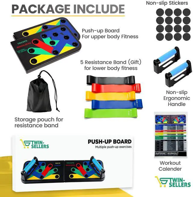 Alt view image 6 of 7 - Push Up Board for Men 20 in 1 Detachable Fitness Board with 5 Resistance Bands, Adjustable Pushup Handles, Perfect Push Up Bars for Home Gym Workout Equipment Training