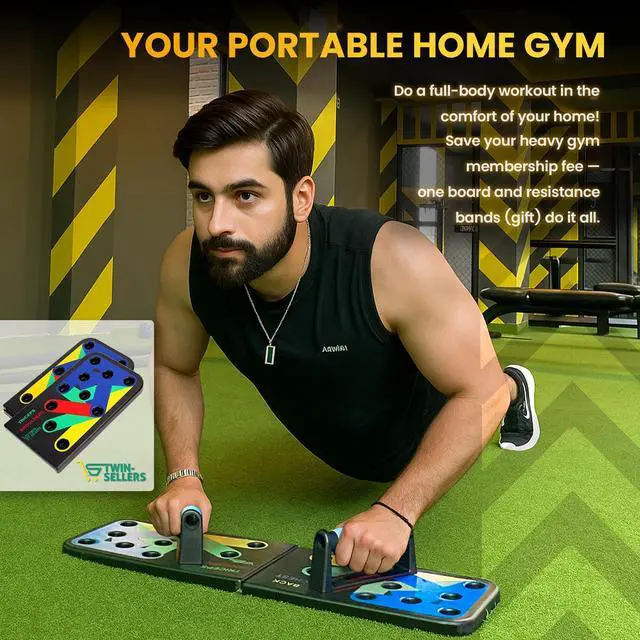 Alt view image 7 of 7 - Push Up Board for Men 20 in 1 Detachable Fitness Board with 5 Resistance Bands, Adjustable Pushup Handles, Perfect Push Up Bars for Home Gym Workout Equipment Training