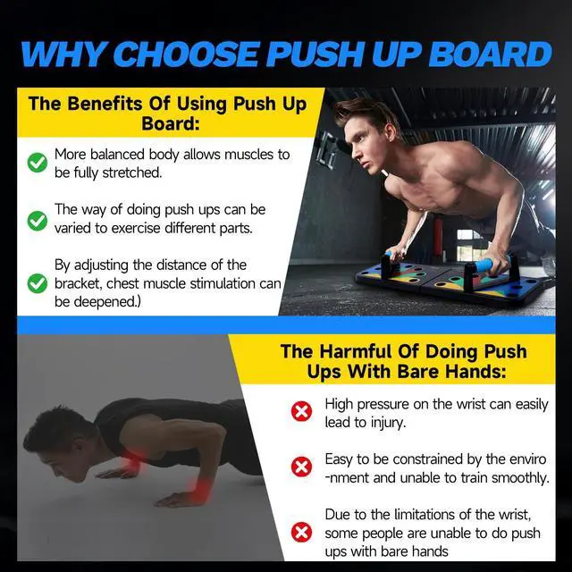 Alt view image 6 of 6 - Foldable PushUp Stands Board Fitness,Workout Equipment for Home Gym, Men & Women Adjustable Pushup Board for Chest, Abs, Arms & Core Training,Portable Push-Up Board for Full Body Exercise (9 in 1)