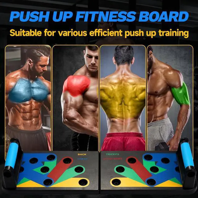 Alt view image 3 of 6 - Foldable PushUp Stands Board Fitness,Workout Equipment for Home Gym, Men & Women Adjustable Pushup Board for Chest, Abs, Arms & Core Training,Portable Push-Up Board for Full Body Exercise (9 in 1)