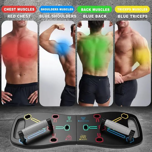 Alt view image 3 of 7 - Push Up Board, Portable Pushup Board for Men, Foldable Push-up Board, Multifunctional Push Up Board-20 in 1 at Home Gym, Pushup Handles for Chest Muscle Exercise Strength Training Equipment