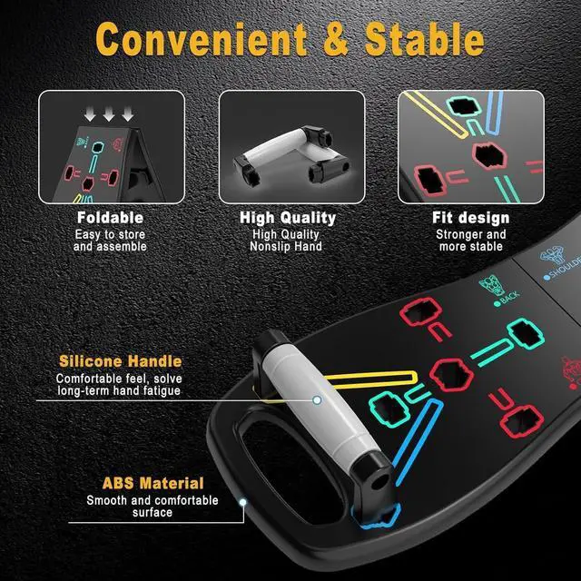 Alt view image 6 of 7 - Push Up Board, Portable Pushup Board for Men, Foldable Push-up Board, Multifunctional Push Up Board-20 in 1 at Home Gym, Pushup Handles for Chest Muscle Exercise Strength Training Equipment