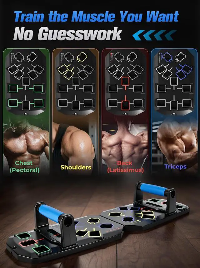 Alt view image 2 of 5 - Push Up Board 20-In-1 Workout Equipment, Pushup Board with Handles, Puzzle-Style Snap Design with Square Slots, Home Gym Fitness Equipment for Chest, Shoulders, Back & Triceps, Men and Women