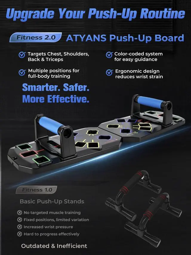 Alt view image 4 of 5 - Push Up Board 20-In-1 Workout Equipment, Pushup Board with Handles, Puzzle-Style Snap Design with Square Slots, Home Gym Fitness Equipment for Chest, Shoulders, Back & Triceps, Men and Women