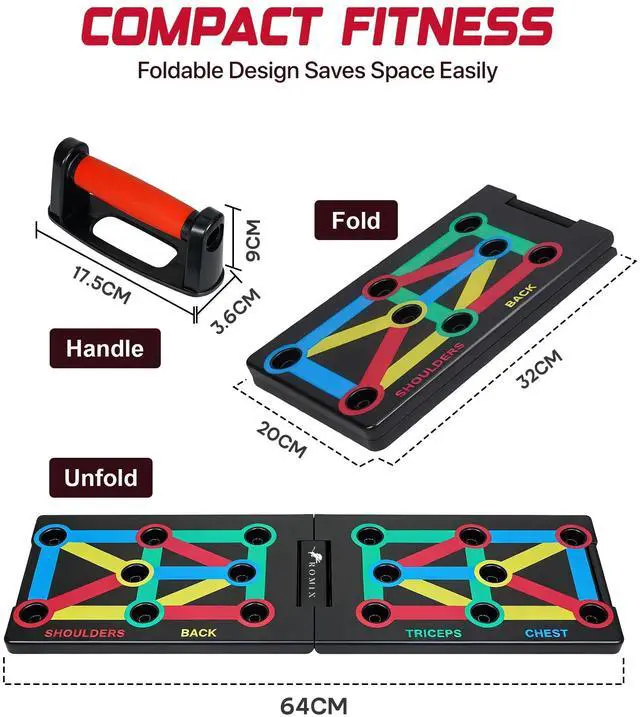 Alt view image 2 of 7 - Push Up Board for Men, Foldable Push Up Board, Multifunctional Pushup Stand, Muscle Board Rack Professional Strength Training Equipment for Man and Women at Home Gym Chest/Back/Abs Training