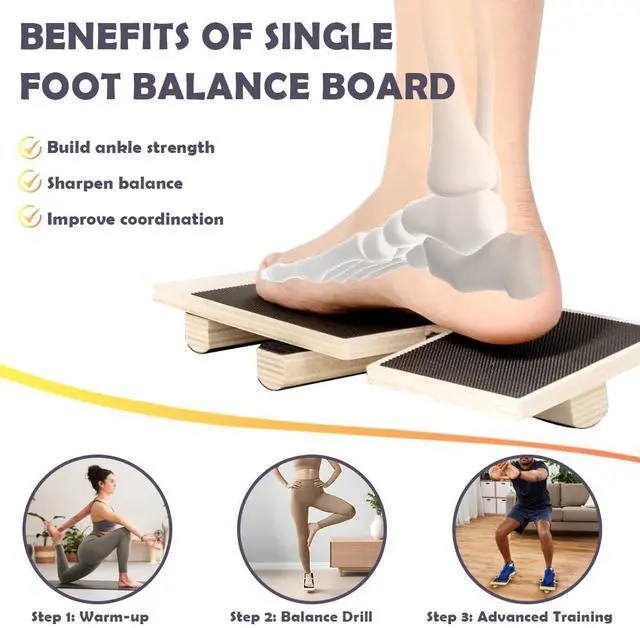 Alt view image 4 of 7 - Ankle Balance Board for Stability & Strength Training Single Leg Balance Board Wobble Board Balance Trainer for Ankle Strengthener, Axis Board for Home Gym, Rehab & Athletic Training
