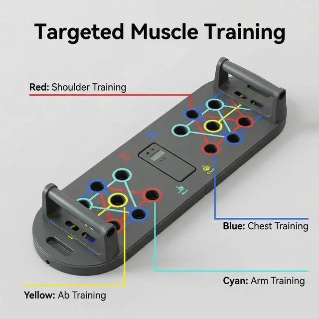 Alt view image 3 of 7 - Push Up Board, BESUNTEK Multi-Functional Foldable Push Up Bars, Portable Floor Home Gym Equipment for Chest Shoulder Arm Abs and Full Body Workout(Basic Model)