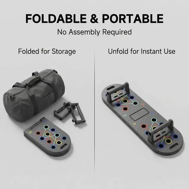 Alt view image 4 of 7 - Push Up Board, BESUNTEK Multi-Functional Foldable Push Up Bars, Portable Floor Home Gym Equipment for Chest Shoulder Arm Abs and Full Body Workout(Basic Model)